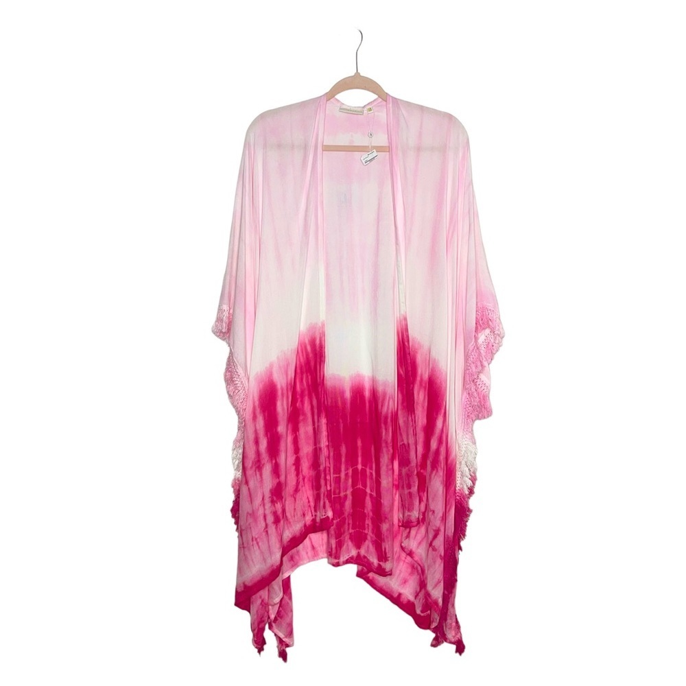 SHIRALEAH Pink Tie-Dye Luna Beach Cover Up/Kimono OS NWT